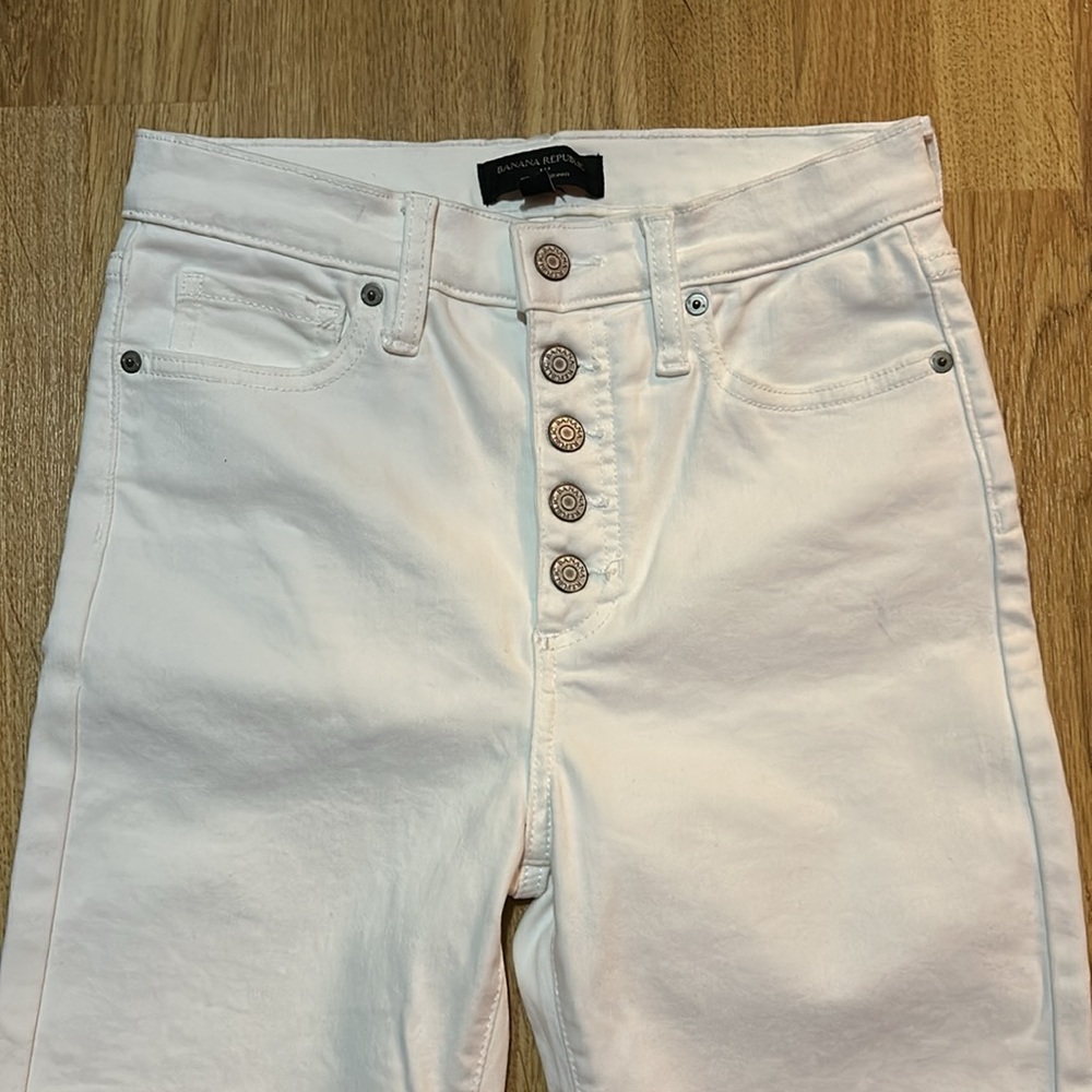 Banana Republic Stylish Women's White High Rise Skinny Jeans Size 27 / 4 - Picture 2 of 11